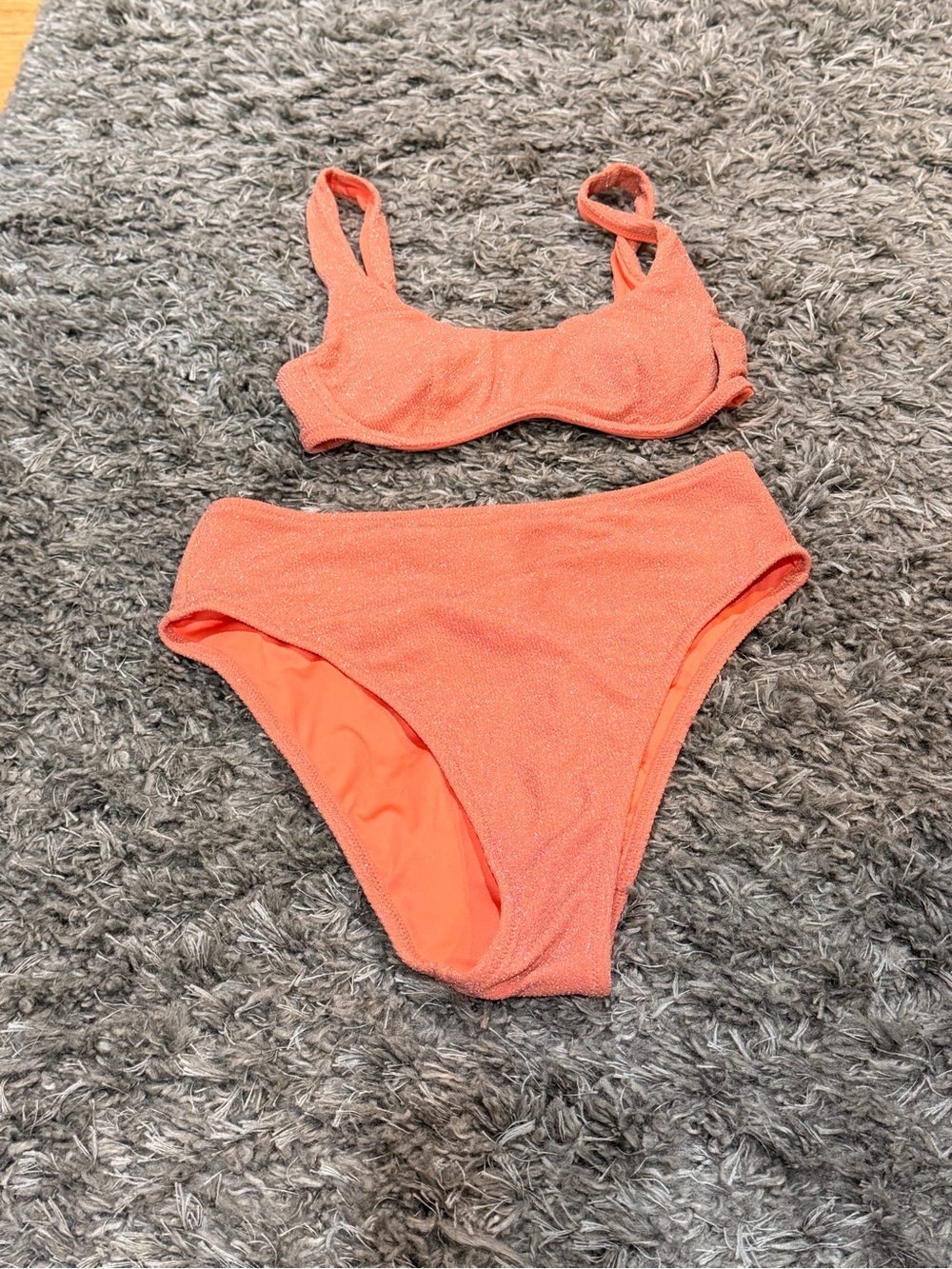 PINK Victoria's Secret Coral Textured High-Waist Bikini